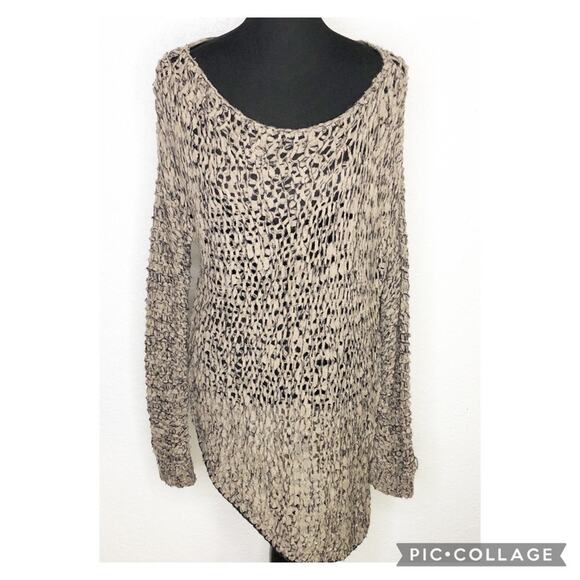 Helmut Lang tattered tape taupe asymmetrical alpaca wool blend sweater Medium - Picture 3 of 16